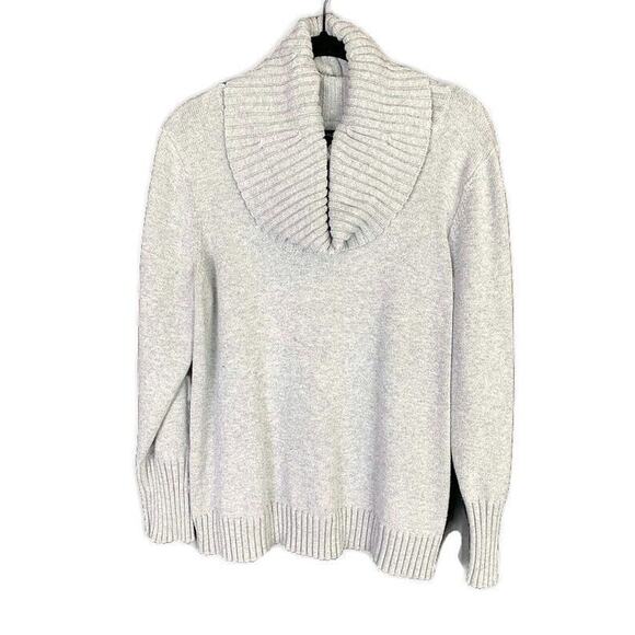 Nautica Womens Gray Ribbed Cowl Neck Sweater XL 100% Cotton Long Sleeve - Picture 1 of 5
